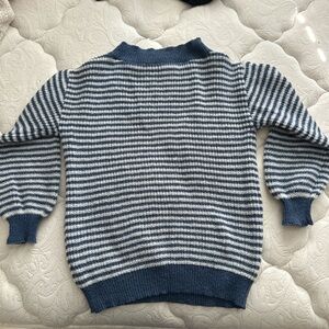 blue and white striped sweater